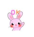 カラフル ピンクうさぎ（個別スタンプ：4）