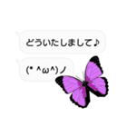 ちょうちょ×ふきだし×ちょっと動く顔文字（個別スタンプ：3）