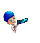 Cheerful blue head（個別スタンプ：3）