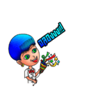 Cheerful blue head（個別スタンプ：9）