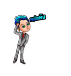 Cheerful blue head（個別スタンプ：10）