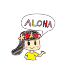 お絵かき風ハワイちゃん（個別スタンプ：1）
