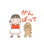 女の子とトイプードル（個別スタンプ：20）