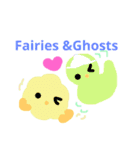 カラフルポップ妖精＆幽霊ちゃん英語日本語（個別スタンプ：1）