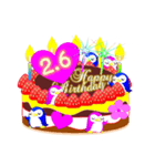 2月の誕生日♥日付入り♥ケーキでお祝い♪（個別スタンプ：6）