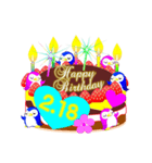 2月の誕生日♥日付入り♥ケーキでお祝い♪（個別スタンプ：18）