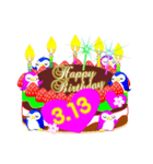 3月の誕生日♥日付入り♥ケーキでお祝い♪（個別スタンプ：13）