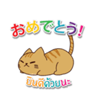 毎日楽しめる 猫ちゃん 日本語タイ語（個別スタンプ：14）