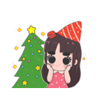 Big Eyebrow Girl X-mas and New Year（個別スタンプ：1）