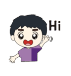 DO has thick eyebrows and big eyes（個別スタンプ：1）