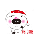 Black and white pigs warm Christmas（個別スタンプ：1）