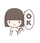 Poker Face Bob-hair Girl（個別スタンプ：3）