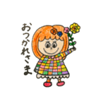 カラフル女の子と動物たち（個別スタンプ：3）