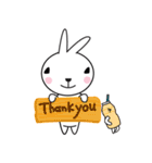 pink rabbit with yellowurt（個別スタンプ：24）