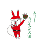 ウサギのウーの左手で描いたクリスマス（個別スタンプ：2）