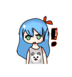 cute blue hair girl（個別スタンプ：1）