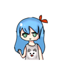 cute blue hair girl（個別スタンプ：2）