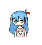 cute blue hair girl（個別スタンプ：3）