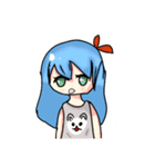 cute blue hair girl（個別スタンプ：4）