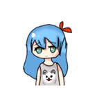 cute blue hair girl（個別スタンプ：5）