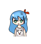 cute blue hair girl（個別スタンプ：6）