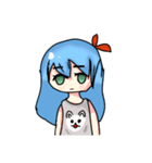 cute blue hair girl（個別スタンプ：7）