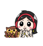 Wearing a headset girl and owl 2（個別スタンプ：2）