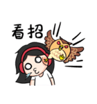 Wearing a headset girl and owl 2（個別スタンプ：11）