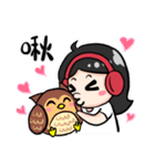 Wearing a headset girl and owl 2（個別スタンプ：28）