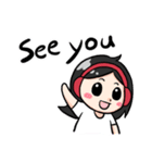 Wearing a headset girl and owl 2（個別スタンプ：40）