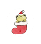 水彩画カエルのクリスマス（個別スタンプ：1）
