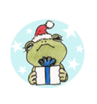 水彩画カエルのクリスマス（個別スタンプ：3）