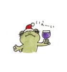 水彩画カエルのクリスマス（個別スタンプ：5）
