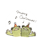 水彩画カエルのクリスマス（個別スタンプ：8）