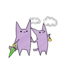 紫色の猫「兄」と「弟」（個別スタンプ：34）