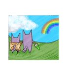 紫色の猫「兄」と「弟」（個別スタンプ：36）
