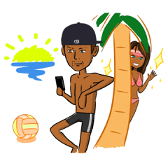 [LINEスタンプ] 日焼けしたビーチバレーカップルの画像（メイン）