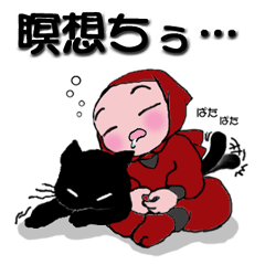 [LINEスタンプ] 赤忍者と黒猫