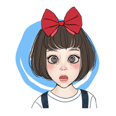 [LINEスタンプ] The little girl tied the knot red (EN)