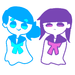 [LINEスタンプ] 水色と紫の女の子