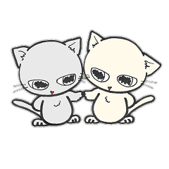 [LINEスタンプ] しろいにゃんとぐれいにゃん ちょい使える