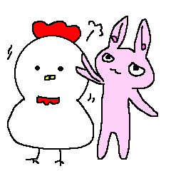 [LINEスタンプ] にわとりとうさぎ
