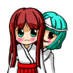 [LINEスタンプ] 幽霊少女と巫女の日常