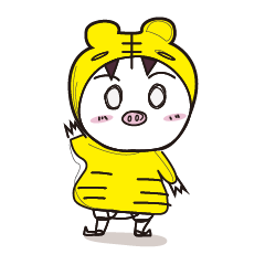 [LINEスタンプ] pretend to be a tiger to prey on the pig