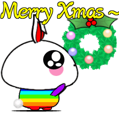 [LINEスタンプ] Rainbow＆Peace=R..P rabbit Merry Xmas！