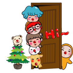 [LINEスタンプ] Clown family winter blessing