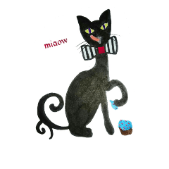 [LINEスタンプ] meowing black cat