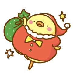 [LINEスタンプ] 食いしん坊なピヨコ:クリスマス