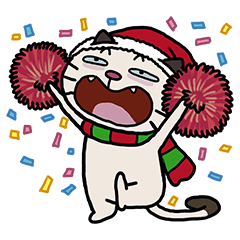 白い脂肪の猫-クリスマス