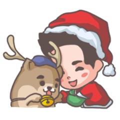 [LINEスタンプ] HighForehead＆Mochi Dog Merry Christmas！！
